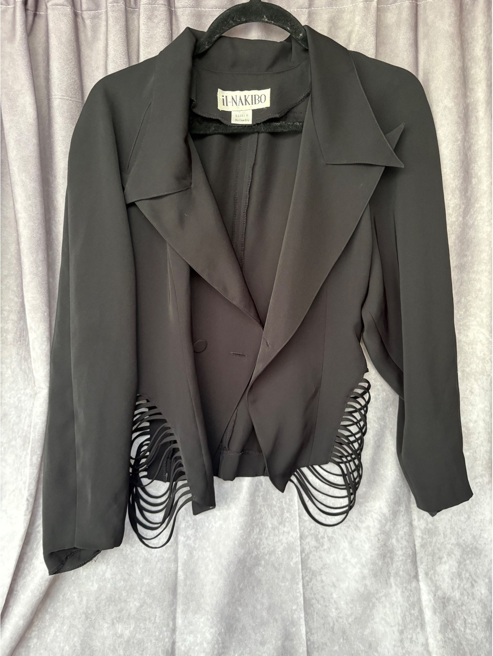 ii-NAKIBO Black Avant Garde Cutout Blazer Jacket Women’s Size M Open Front